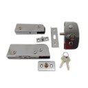 Ver imagem 2 de Kit ferragens para porta de vidro blindex pivotante + puxador tubular redondo 30x20cm - Cromado