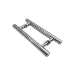 Kit ferragens para porta de vidro blindex pivotante + puxador tubular redondo 30x20cm - Cromado - 3