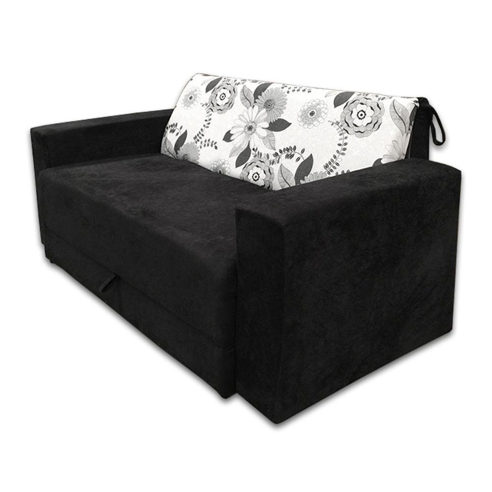 Sofá-Cama 2 Lugares Pratik 5000 Mamflex Preto/Cinza Floral Suede Amassado - 2