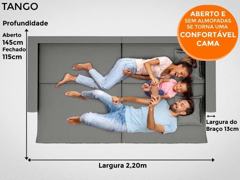 Sofá Tango 2,20M Sem Caixa, Retrátil e Reclinável Velosuede Grafite - Netsofás - 9