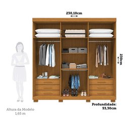 Guarda Roupa Casal 100% Mdf 6 Portas Ripado 6 Gavetas Eliza Acp Móveis Cinamomo/off White - 3