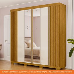 Guarda Roupa Casal 100% Mdf 6 Portas Ripado 6 Gavetas Eliza Acp Móveis Cinamomo/off White - 5