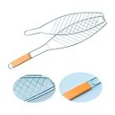 Ver imagem 3 de Grelha Dupla para Assar Peixe de 60 Cm em Metal Cabo Madeira