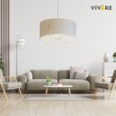 Ver imagem 3 de Lustre Pendente Cilíndrico Md-4069 Cúpula em Tecido 50x30cm Rustico Bege - Bivolt