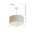 Ver imagem 2 de Lustre Pendente Cilíndrico Md-4069 Cúpula em Tecido 50x30cm Rustico Bege - Bivolt