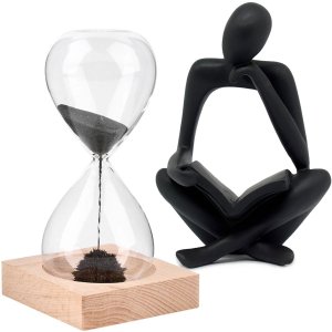 Kit Enfeite Decorativo Figura Abstrata Homem Pensador Reflexão Ampulheta Decoração Ambientes - Kit a