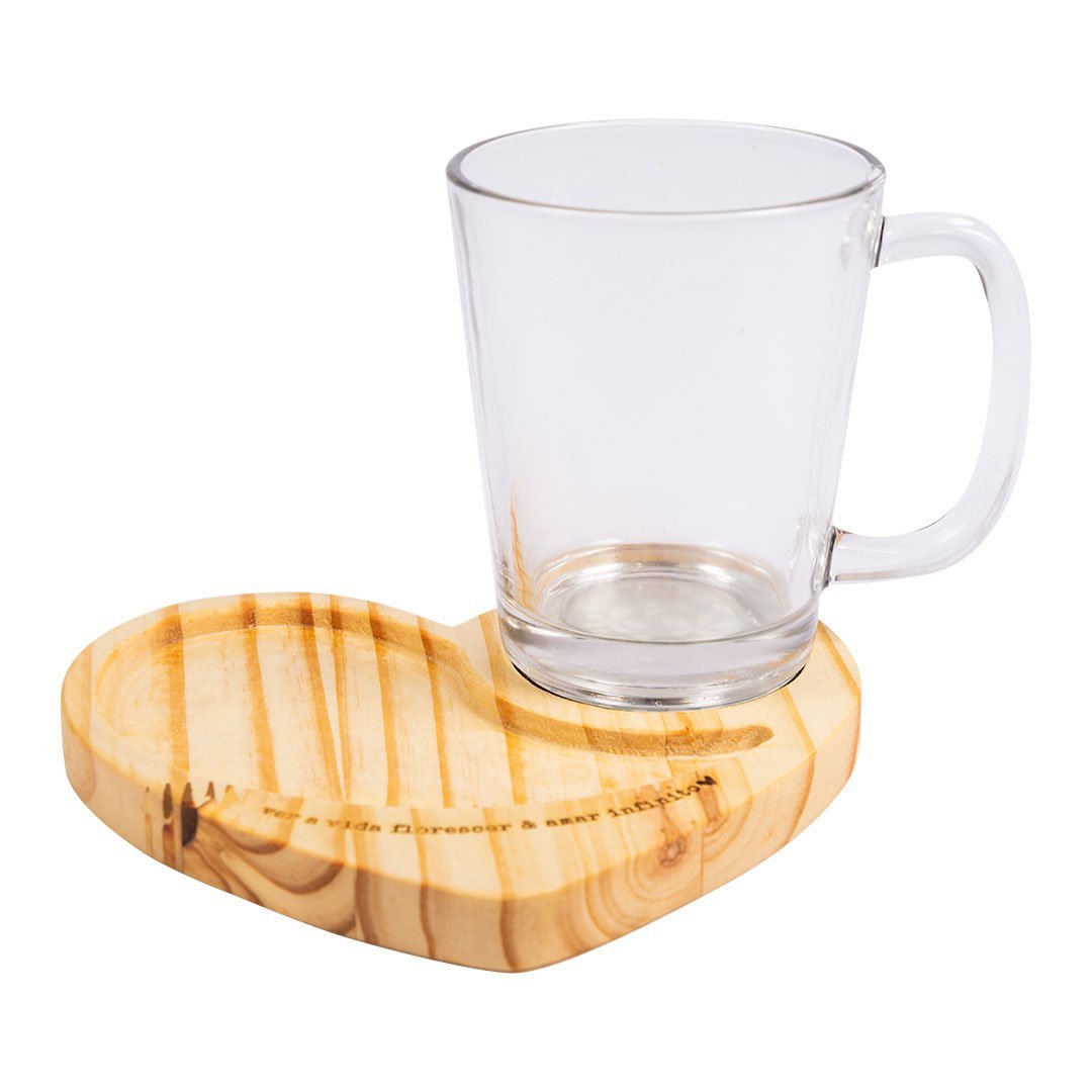 Caneca de Vidro com Suporte e Madeira Naturals Mae Uatt - 1