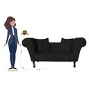 Ver imagem 6 de Namoradeira Recamier Sofá Decorativo 02 Lugares Dubai Corano Preto - Lm Decor