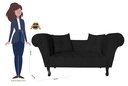 Ver imagem 6 de Namoradeira Recamier Sofá Decorativo 02 Lugares Dubai Corano Preto - Lm Decor
