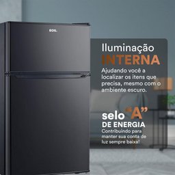 Frigobar Mini Refrigerador E Congelador Ice Compact 88L Duplex Preto EFB140D 127V - EOS - 4