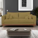 Ver imagem 7 de Kit 1 Poltrona Living + Sofá 3 Lugares Madeira Tecido Suede Cor:capuccino