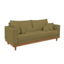 Ver imagem 3 de Kit 1 Poltrona Living + Sofá 3 Lugares Madeira Tecido Suede Cor:capuccino