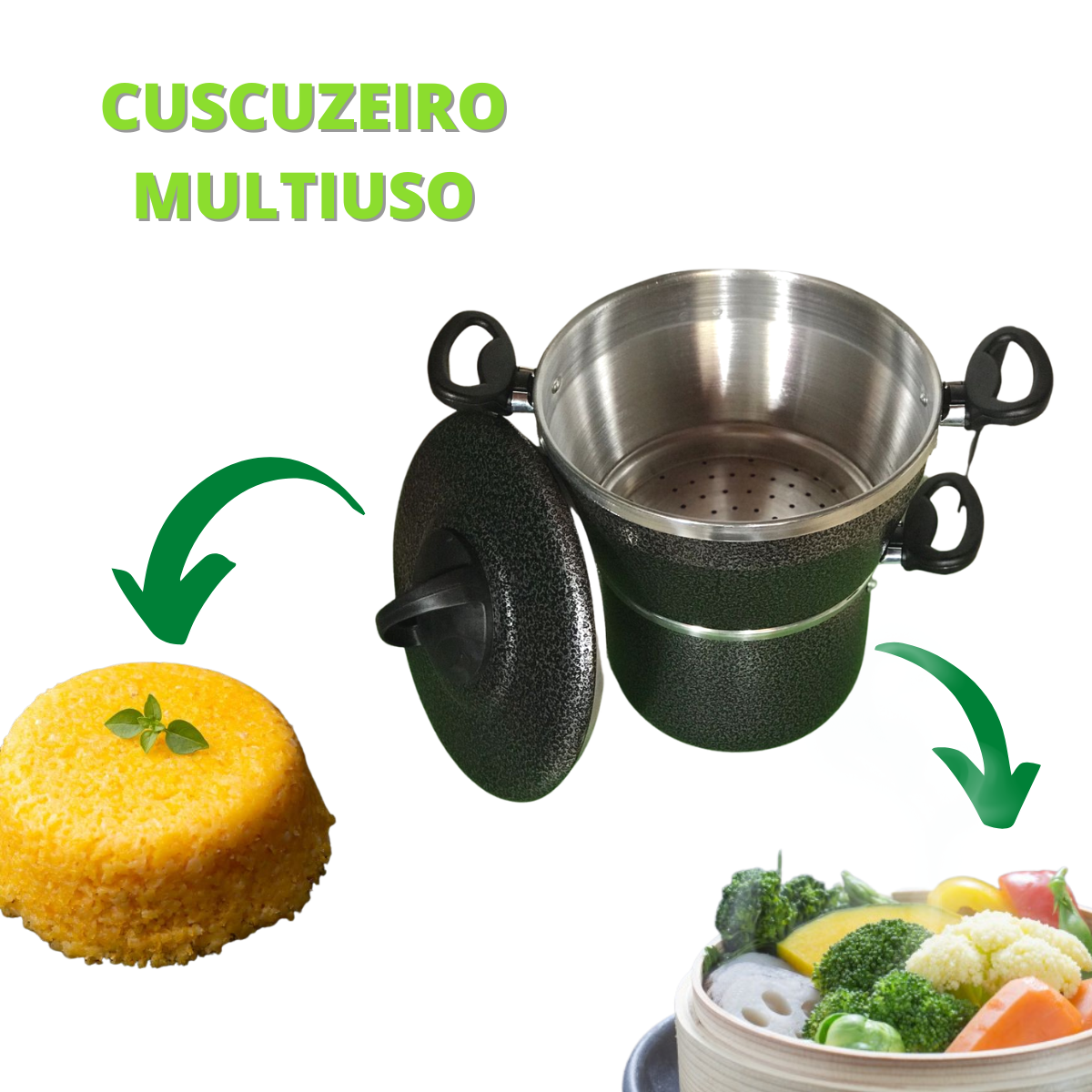 Cuscuzeiro escorredor multiuso craqueado alimentos a vapor - 2