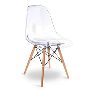 Cadeira Eiffel em Acrílico com Pés de Madeira Rf3027 Mozaic