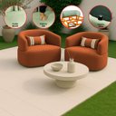 Ver imagem 3 de Kit 2 Poltrona Orgânica Chloe Boucle Terracota Redonda Decorativa com Almofada Plumante - Arkell