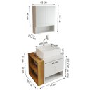 Ver imagem 4 de Gabinete Troia Espelheira Cuba Raffinata Branca e Papeleira Branco/naturale