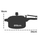 Ver mais imagens de Panela de Pressão 2,5 Litros Alumínio Pintura Eletrostática - Grafite