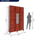 Ver imagem 5 de Guarda-Roupa Solteiro 1 Espelho 6 Portas e Cabideiros Marrom/Mel