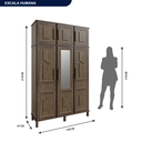 Ver imagem 3 de Guarda-Roupa Solteiro 1 Espelho 6 Portas e Cabideiros Marrom/Imbuia