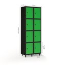 Ver imagem 2 de Armário Roupeiro Locker Guarda-Volume de Aço 8 Portas Pequenas com Fecho para Cadeado Vestiário Academia Verde/Preto