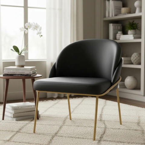 Cadeira Poltrona Decorativa Nuvem Premium Orgânico:courino Sintético Preto