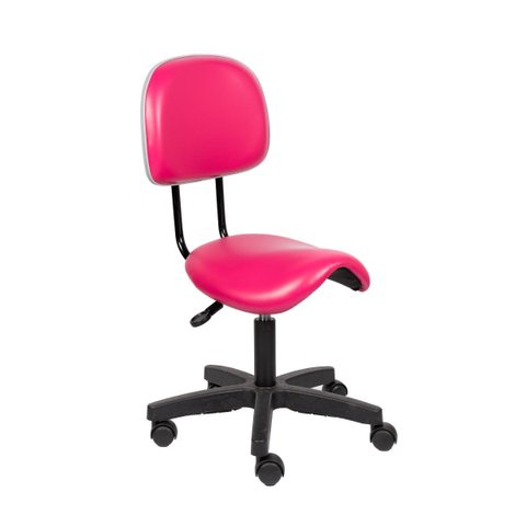 Cadeira Sela Rosa com Encosto Giratoria 55cm Estética Dentista Consultorio Popmov Sela Encosto Pp