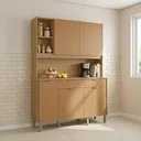 Ver imagem 1 de Cozinha Compacta 5 Portas 2 Gavetas 144,7cm Flora Marrom Freijó/Caramelo