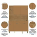 Ver imagem 5 de Cozinha Compacta 5 Portas 2 Gavetas 144,7cm Flora Marrom Freijó/Caramelo