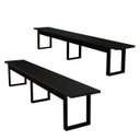 Ver imagem 6 de Mesa Industrial com Bancos Jantar Churrasqueira Área Externa Base de Ferro:preto