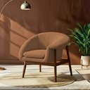 Ver imagem 2 de Poltrona Decorativa Yumi Base Madeira Braço Esquerdo Bouclé Terracota - Nexta Casa