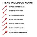 Ver imagem 2 de Kit Conjunto 07 Peças de Talheres Silicone Vermelho Utensilio para Cozinha