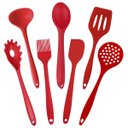 Ver imagem 1 de Kit Conjunto 07 Peças de Talheres Silicone Vermelho Utensilio para Cozinha
