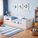 Ver imagem 1 de Cama Infantil Juvenil Branca com Colchão para Crianças Menina Menino Bebe