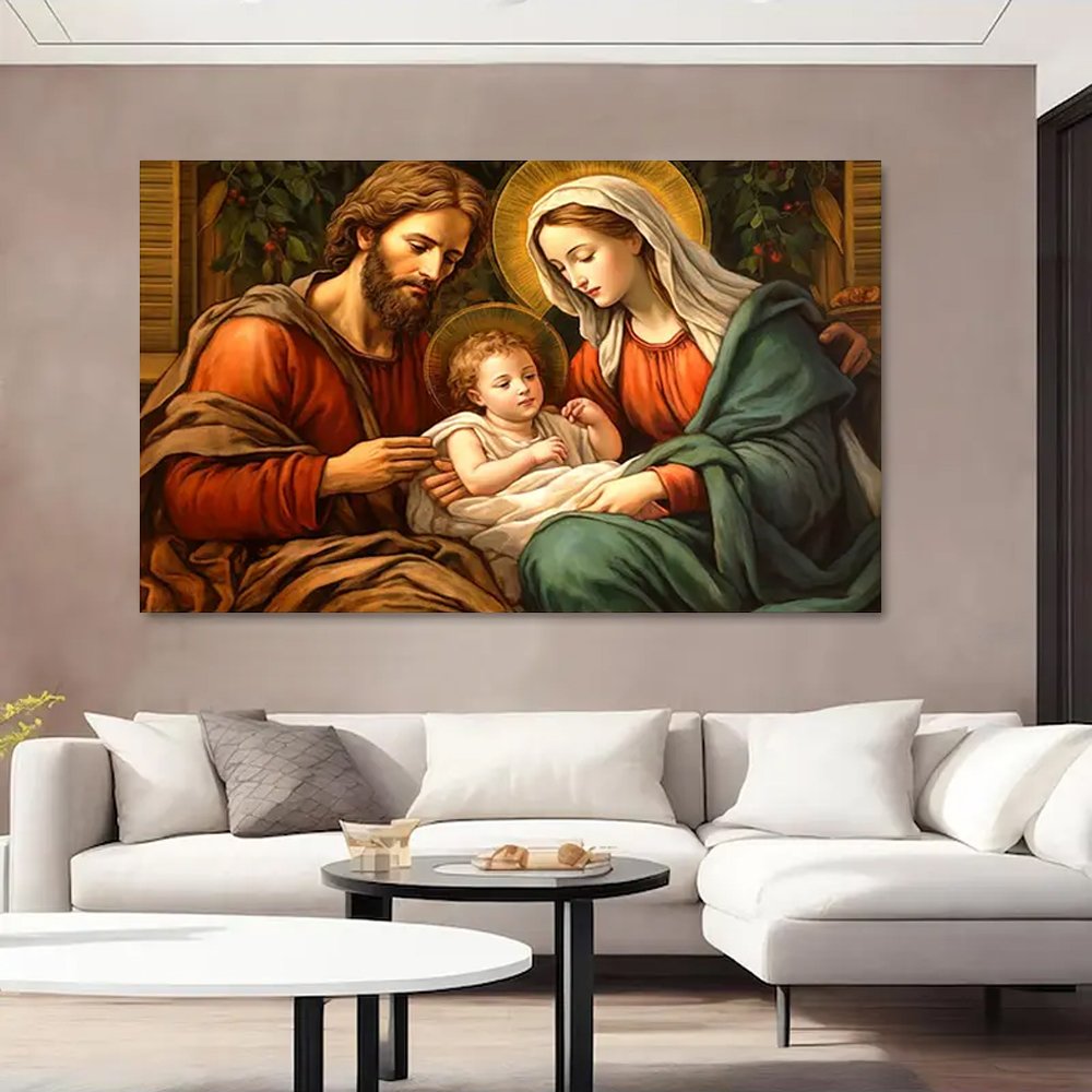 Quadro Decorativo Religioso Nascimento, Tela em Canvas 100x70cm - 2