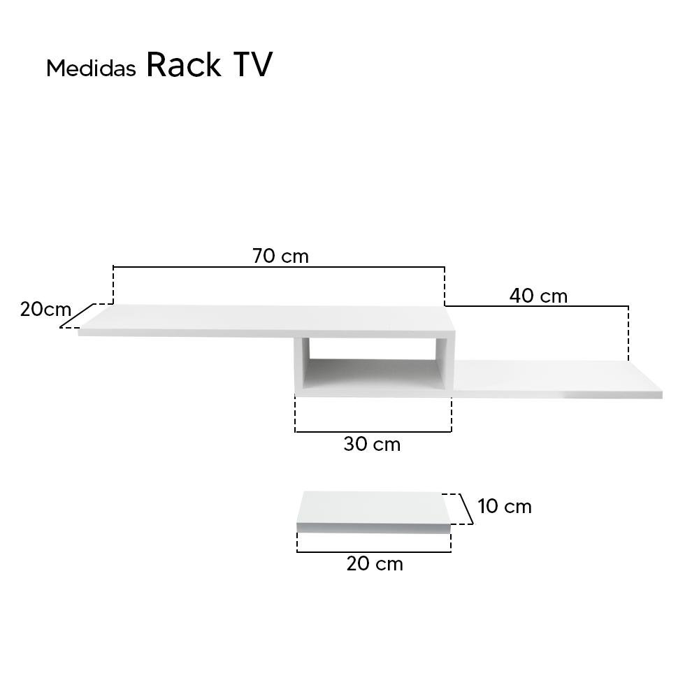Rack TV Nicho Suspenso para Quarto Sala Branco 110cm - 3