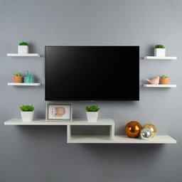 Rack TV Nicho Suspenso para Quarto Sala Branco 110cm - 1