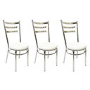 Ver imagem 1 de Conjunto 3 Cadeiras de Cozinha Redonda Reforçada Cromada Assento Grosso Branco