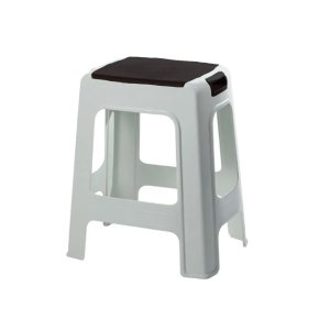 Banqueta Plástica Branco C/ Preto Resistente até 100kg