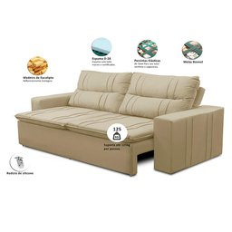 Sofá Retrátil e Reclinável 2 lugares com Molas 1,50m Ester Suede Bege Adonai Estofados - 2