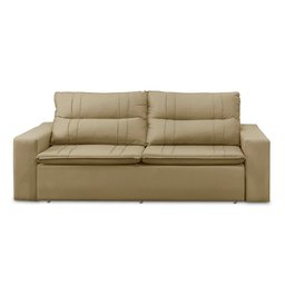 Sofá Retrátil e Reclinável 2 lugares com Molas 1,50m Ester Suede Bege Adonai Estofados - 4