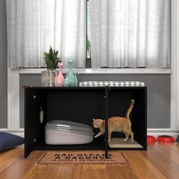 Box Pet Para Gato Cantinho Banheiro Com 2 Portas Preto - 1