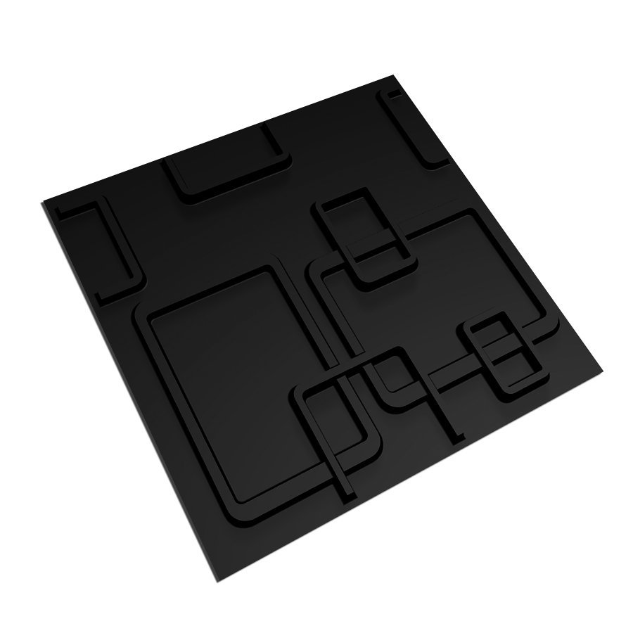 KIT 52 Placas 3D PVC Preto Decoração Revestimento PREMIUM de Parede e Teto (13m²) - CHAIN - 1