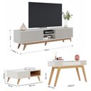 Ver imagem 2 de Kit Sala de Estar Completo Rack para Tv Mesa de Centro Aparador Off White Freijó 3 Peças Colibri