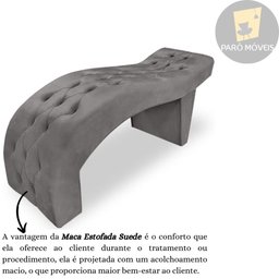 Maca Estofada Capitonê Clínica Salão Estética Suede Eduarda:Cinza - 5