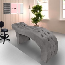 Maca Estofada Capitonê Clínica Salão Estética Suede Eduarda:Cinza - 2