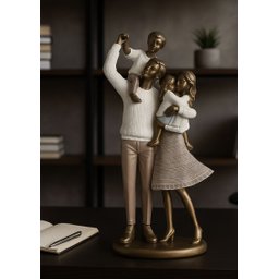 Escultura Familia Decorativa em Resina Pai Mãe Casal de Filhos - 3