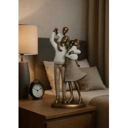 Escultura Familia Decorativa em Resina Pai Mãe Casal de Filhos - 6