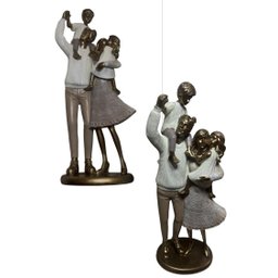 Escultura Familia Decorativa em Resina Pai Mãe Casal de Filhos - 9