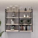 Ver imagem 2 de Prateleira Suspensa Industrial Elegante e Moderna com Ferro e Madeira Suporte Flutuante