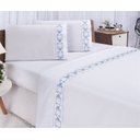 Ver imagem 6 de Jogo lençol Veneza quarto casal Padrão bordado 4 peças 2fronha: Branco com Verde Musgo